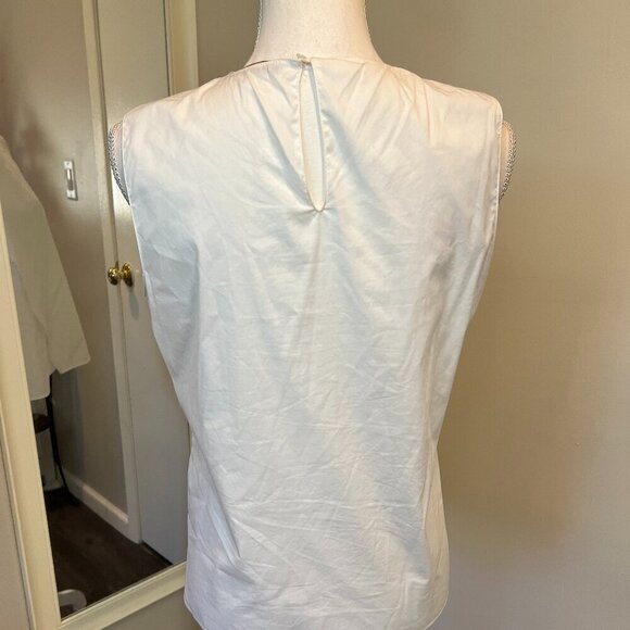 Zara Basic White Sleeveless Wrap top with beaded collar, Size Medium - Picture 11 of 13